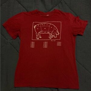 Bacon Diagram T Shirt Mens Size M Maroon Pig Hog Butcher Old Navy